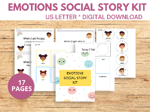 Printable emotions worksheets showing kids expressing each emotion.
