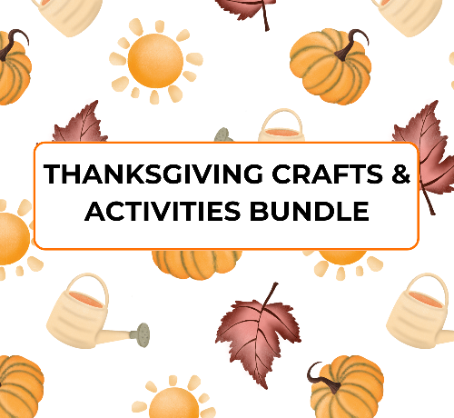 Thanksgiving crafts and activities printable with fall leaves on the cover.