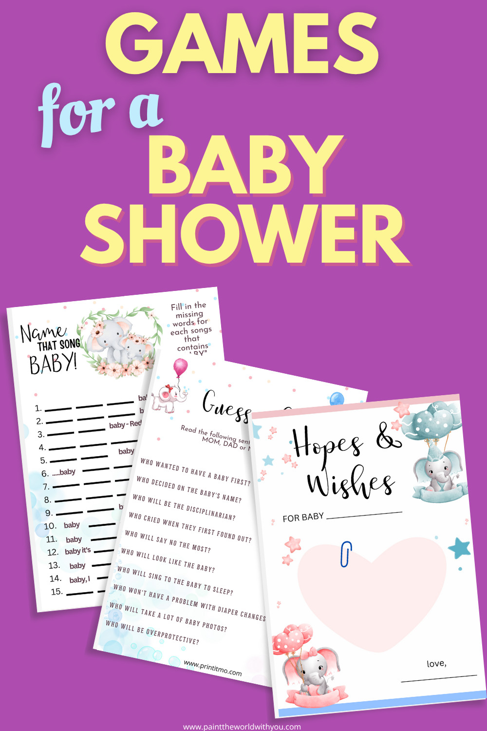 Printable baby shower games.
