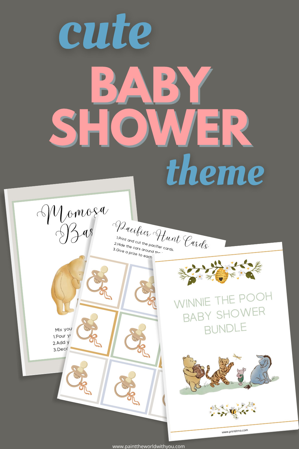 Printable Winnie The Pooh Baby Shower theme.